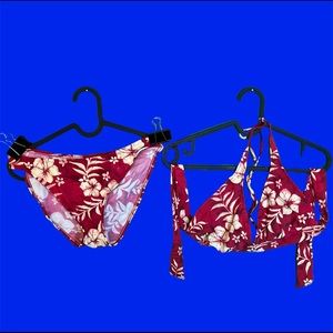 Vintage Sunset Separates Red Hawaiian 🌺 Bikini Floral